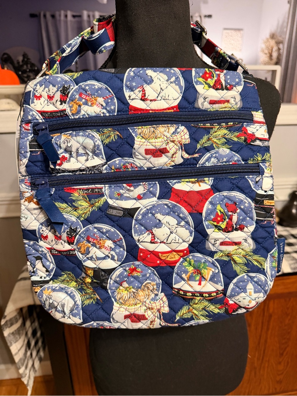 Vera Bradley Navy Snow Globe Quilted Crossbody Bag